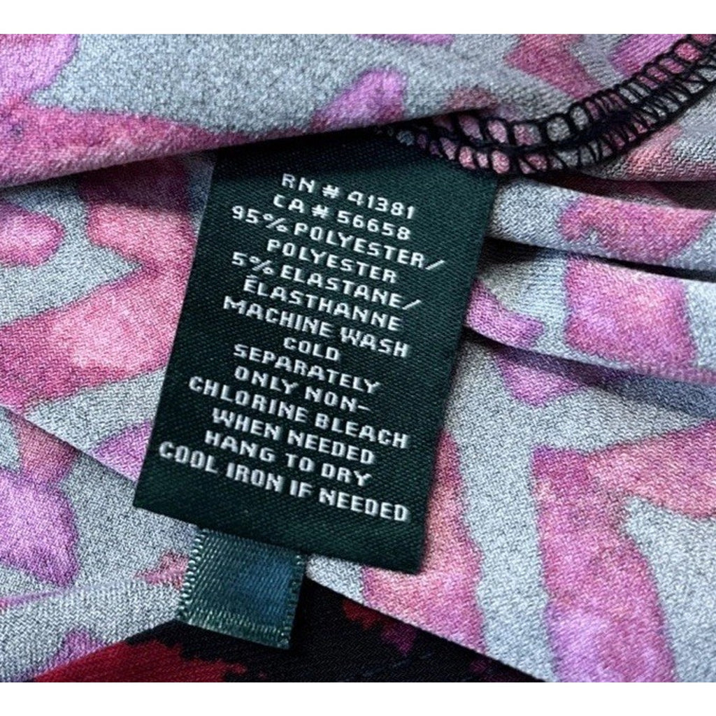 Lauren Ralph Lauren Womens Faux Wrap Dress Size 2 Geometric Red Black Ruched