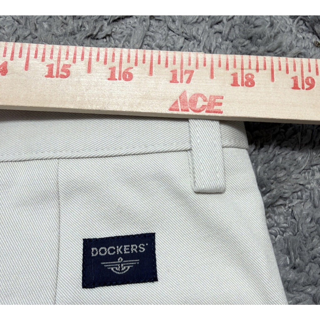 Dockers Individual Fit Waistband Pants Mens W36xL34 Biege Straight Slash Pocket