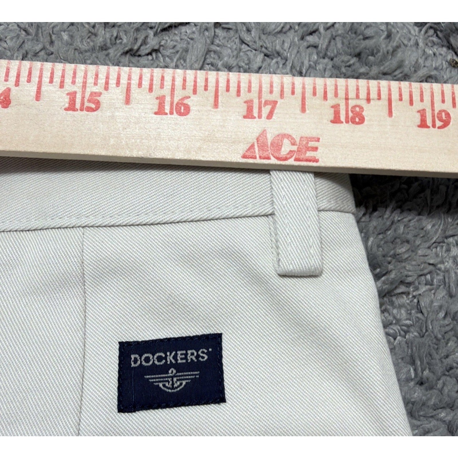 Dockers Individual Fit Waistband Pants Mens W36xL34 Biege Straight Slash Pocket