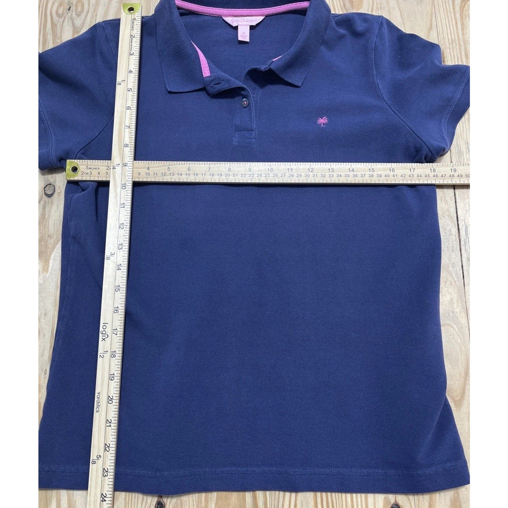 LILLY PULITZER Girls Blue Pima Cotton Short Sleeved Resort Fit Polo Shirt XL