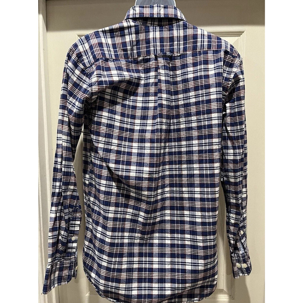 IZOD Blue & White Plaid Long Sleeve Button-Down Dress Shirt Men's Size M