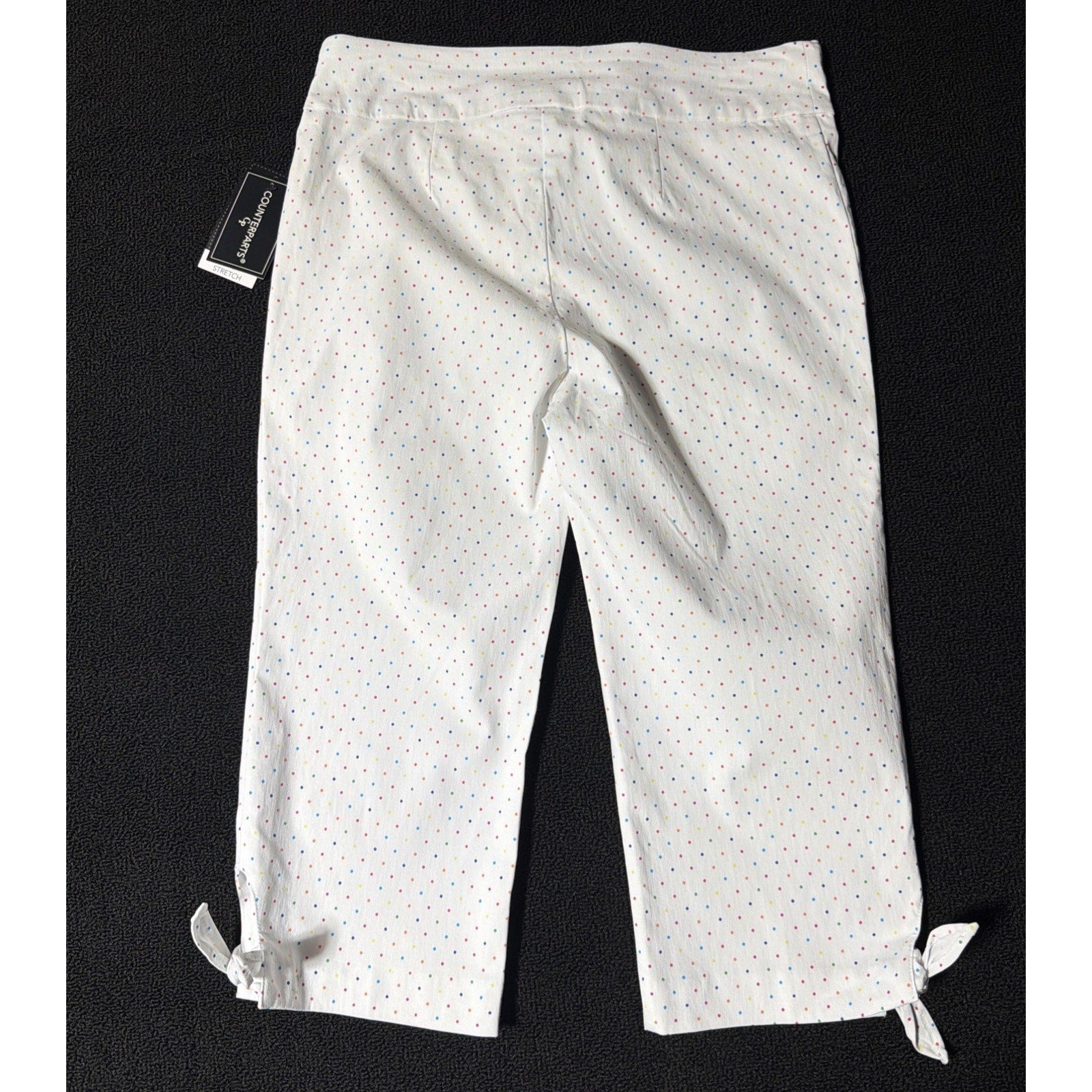 Counterparts Multi Dot Capri Super Stretch Pants Womens Size 10 Pet White NWT