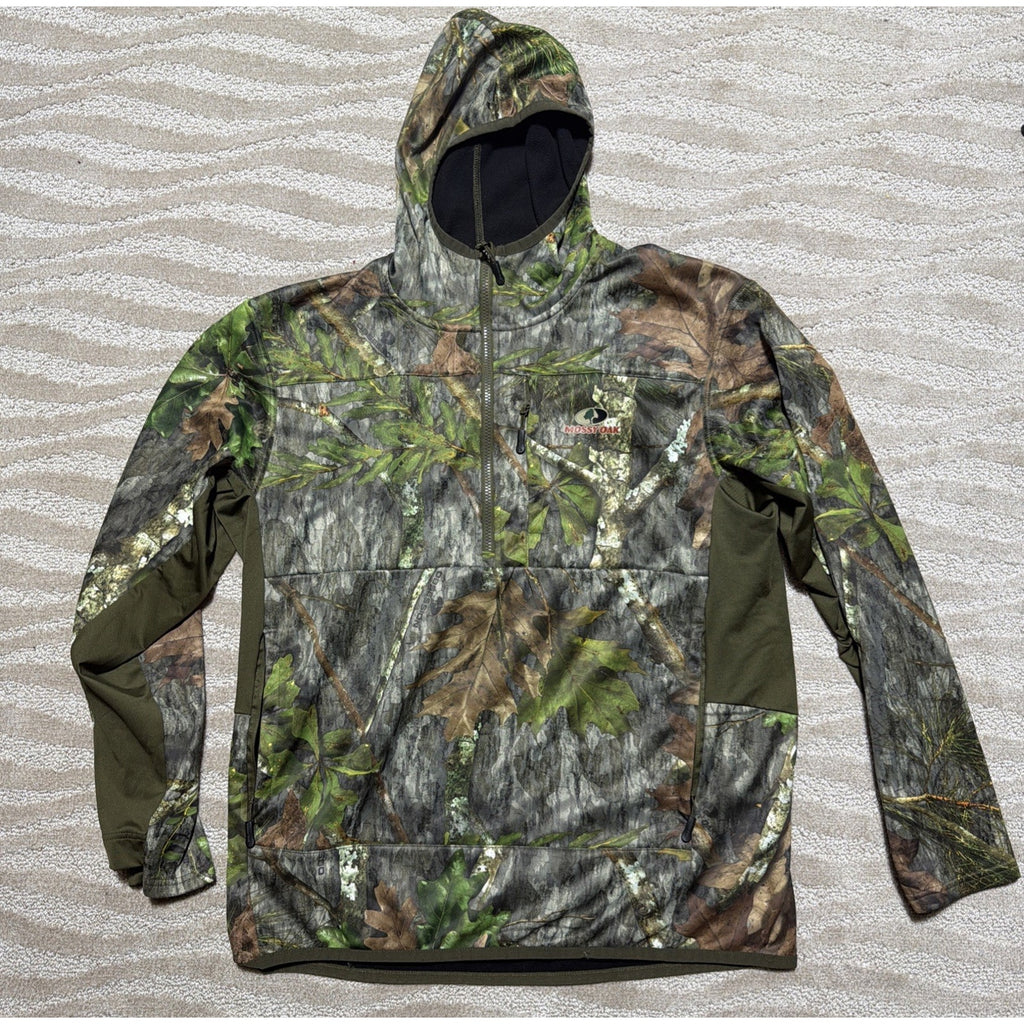Mens Mossy Oak Obsession 1/4 Zip Hoodie Hunting Fishing Camping Size XL NWOT