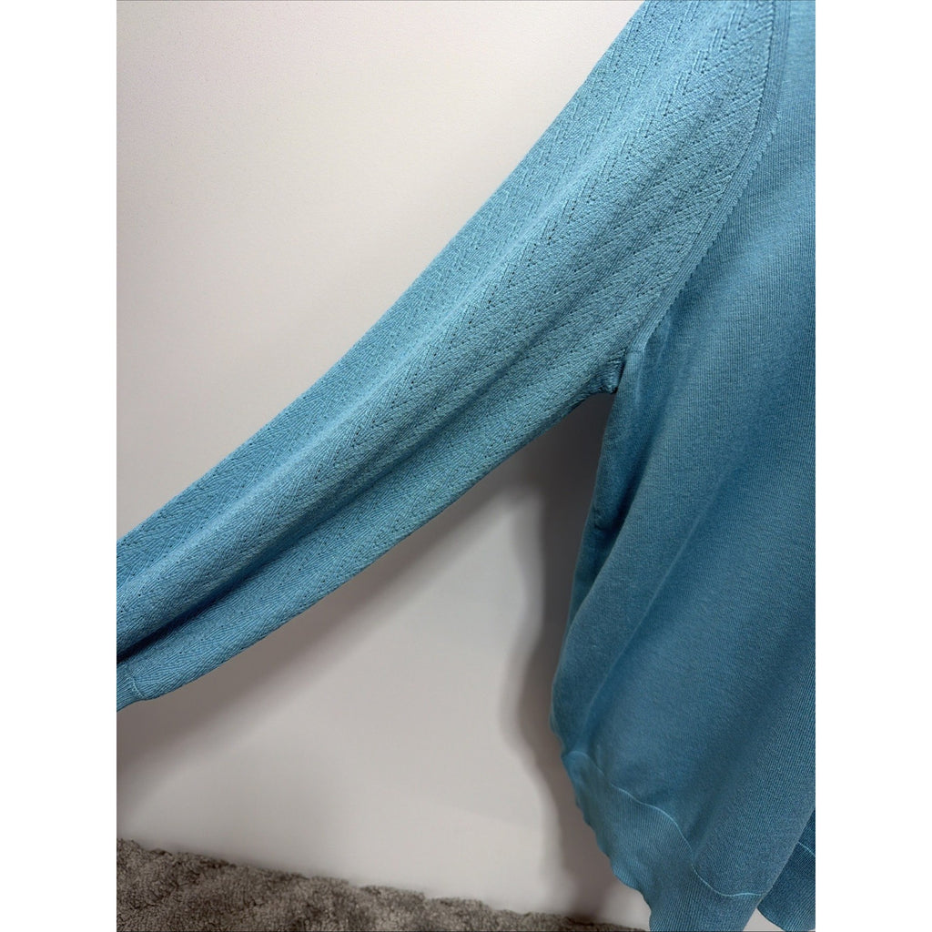 Chicos 3 XL Womens First Frost Blue Stitch Sleeve Detail Pullover Sweater New