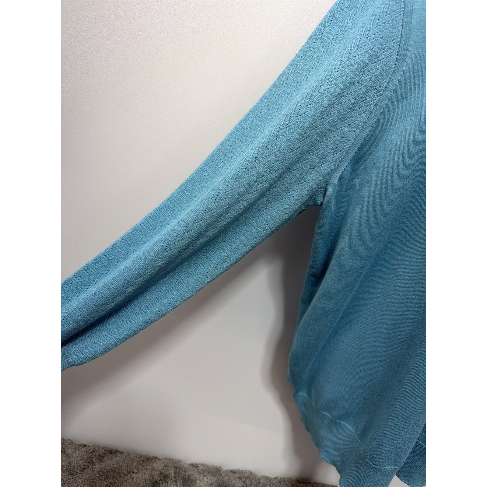 Chicos 3 XL Womens First Frost Blue Stitch Sleeve Detail Pullover Sweater New