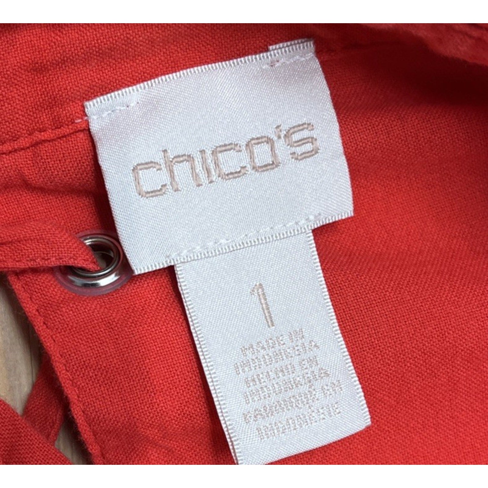 Chicos 1 Stretch Button Front Tunic Shirt Womens Plus Burnt Orange