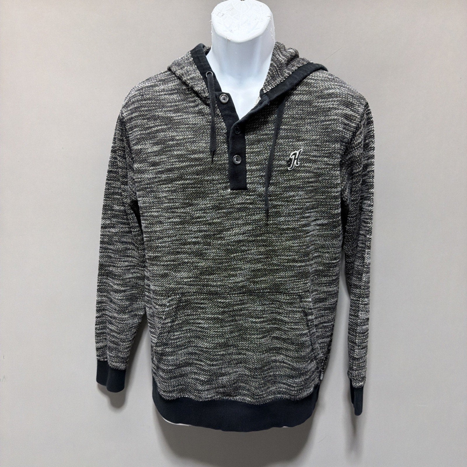 Hooey Hoodie Mens Small Heather Gray Pullover Hooded Sweatshirt