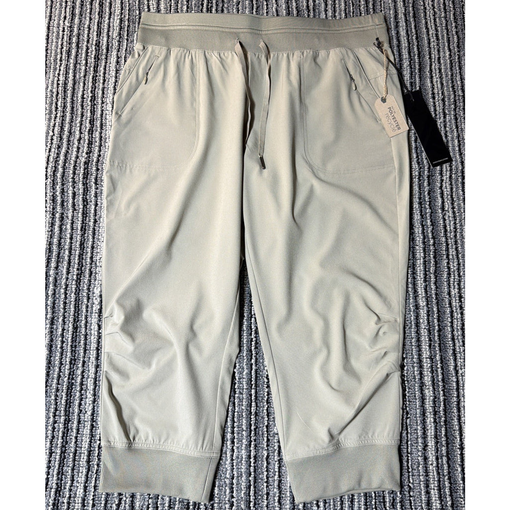 Kyodan women’s L Pants Pull On crop jogger Pockets Drawing Women's beige/tan NWT