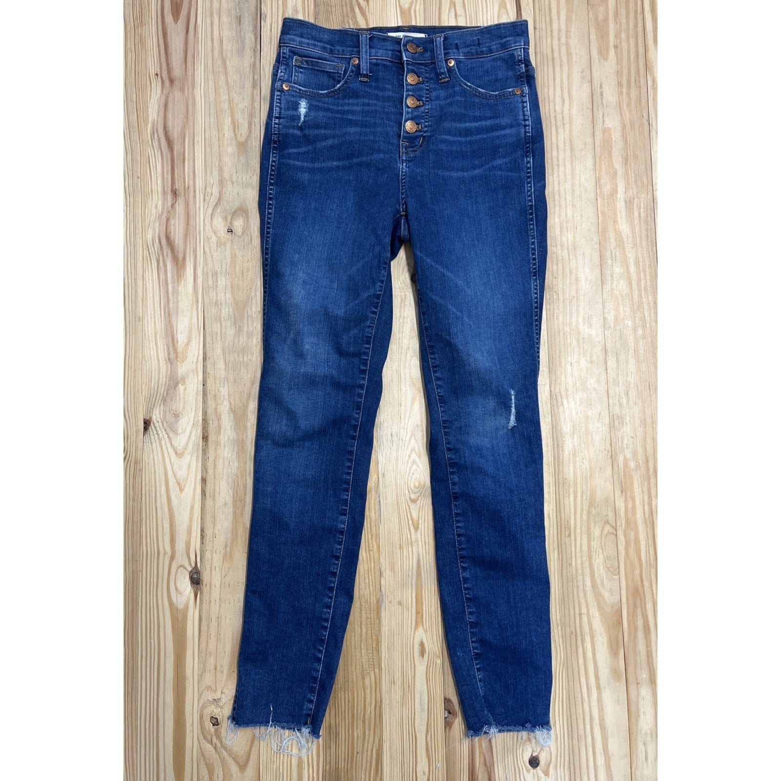 Madewell 10" High-Rise Skinny Jeans Button Front Cotton Denim Hanna Wash Size 26
