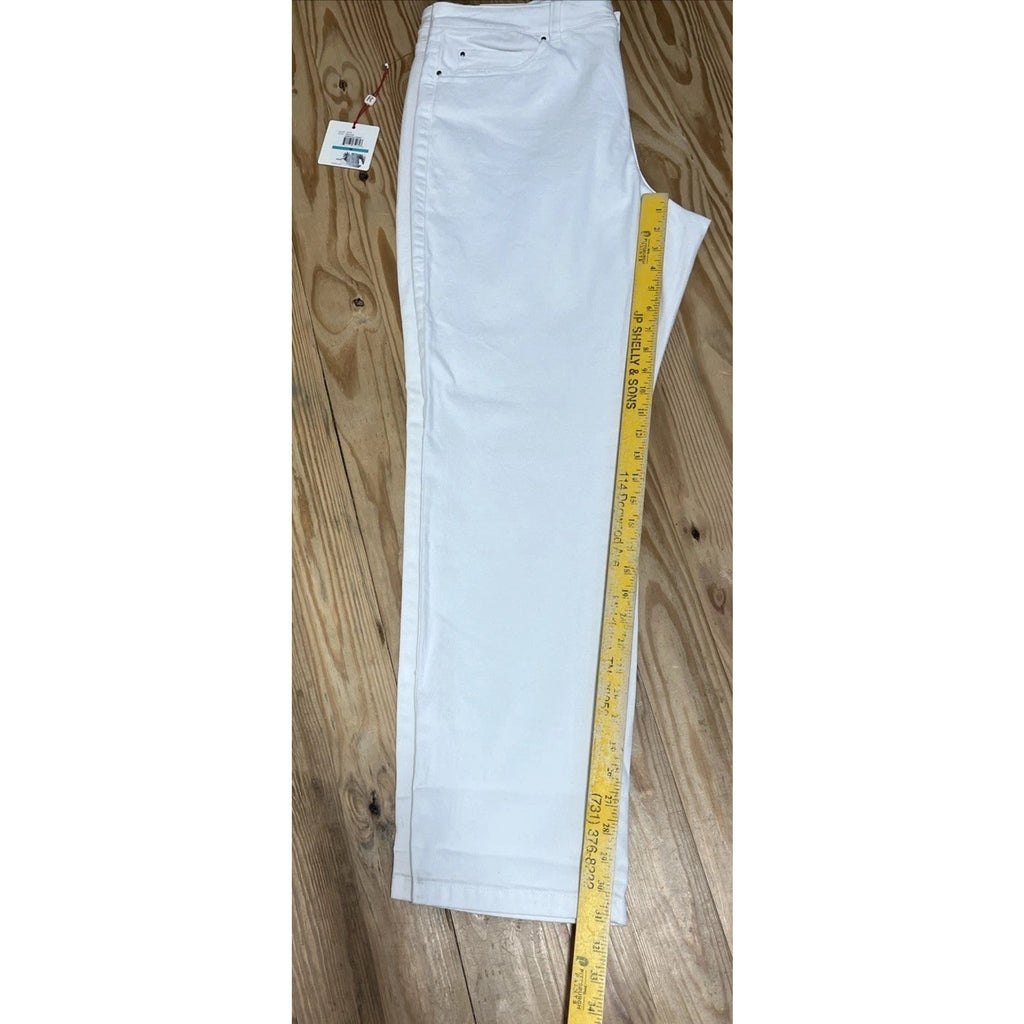 NWT RAFAELLA Curvy Straight Leg White Denim Jeans Lift Trim Comfort Size 16