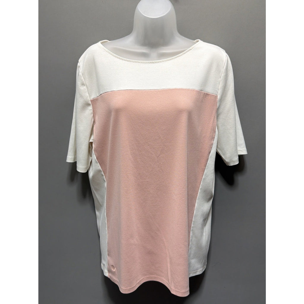 Women’s Lauren Ralph Lauren Blouse/Top XXL Pink Cream Cotton Stretch