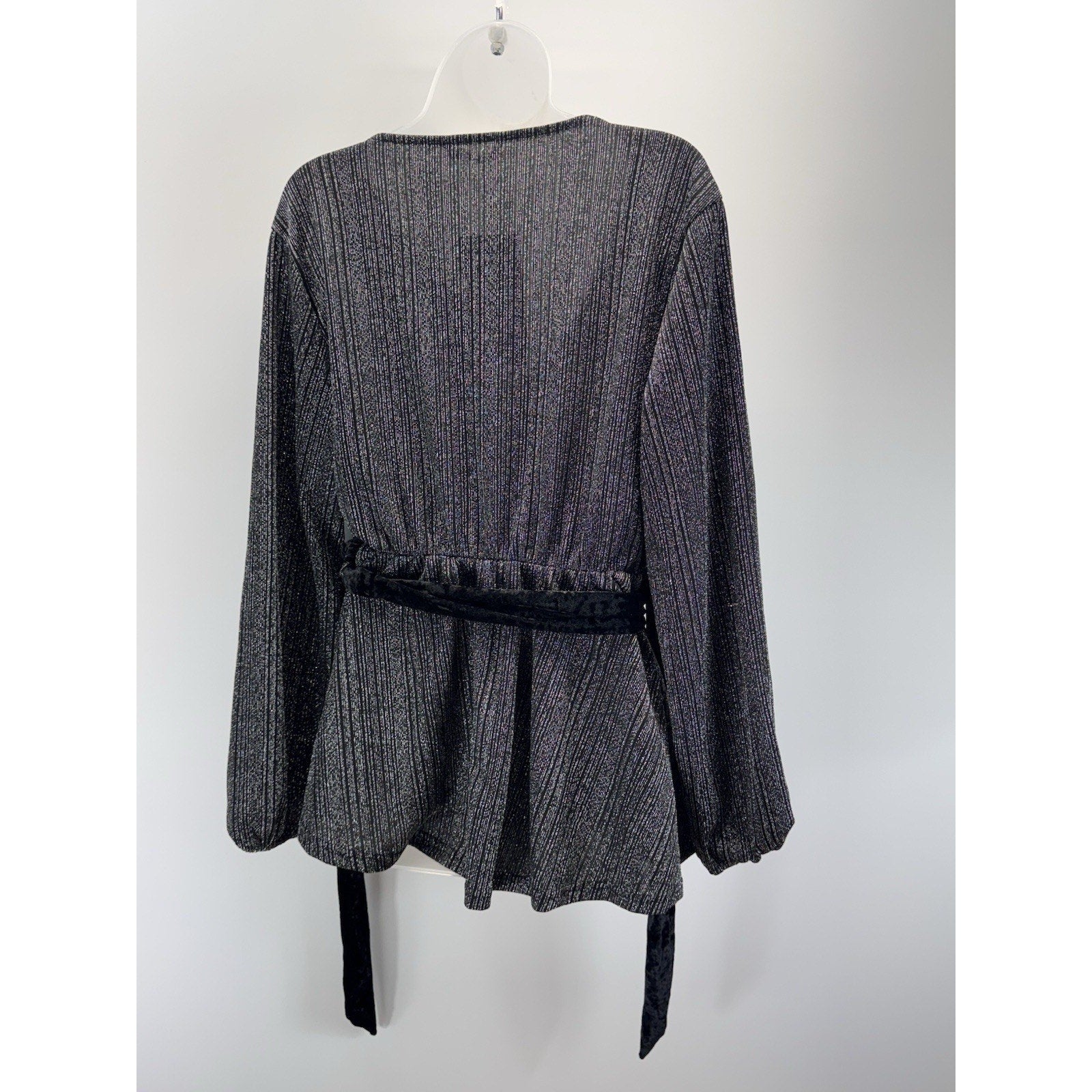 Bloomchic Shimmer Silver Black Elastic Waist Top Valour Belt Women’s Size 12