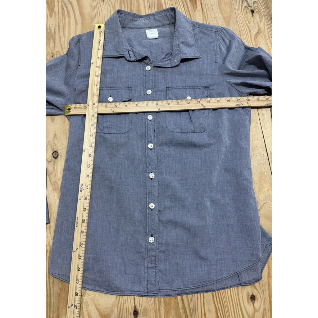 J. Crew Women's "The Perfect Shirt" Lightweight Blue Button Up Roll Tab Sleeve M