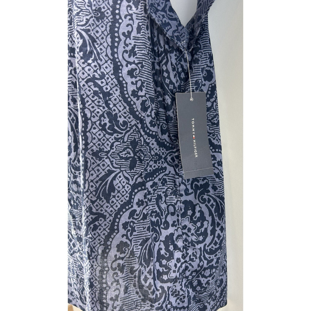 NWT Tommy Hilfiger Blue Paisley Short Sleeve Bohemian Shirt Small. Mfg Date 6/10