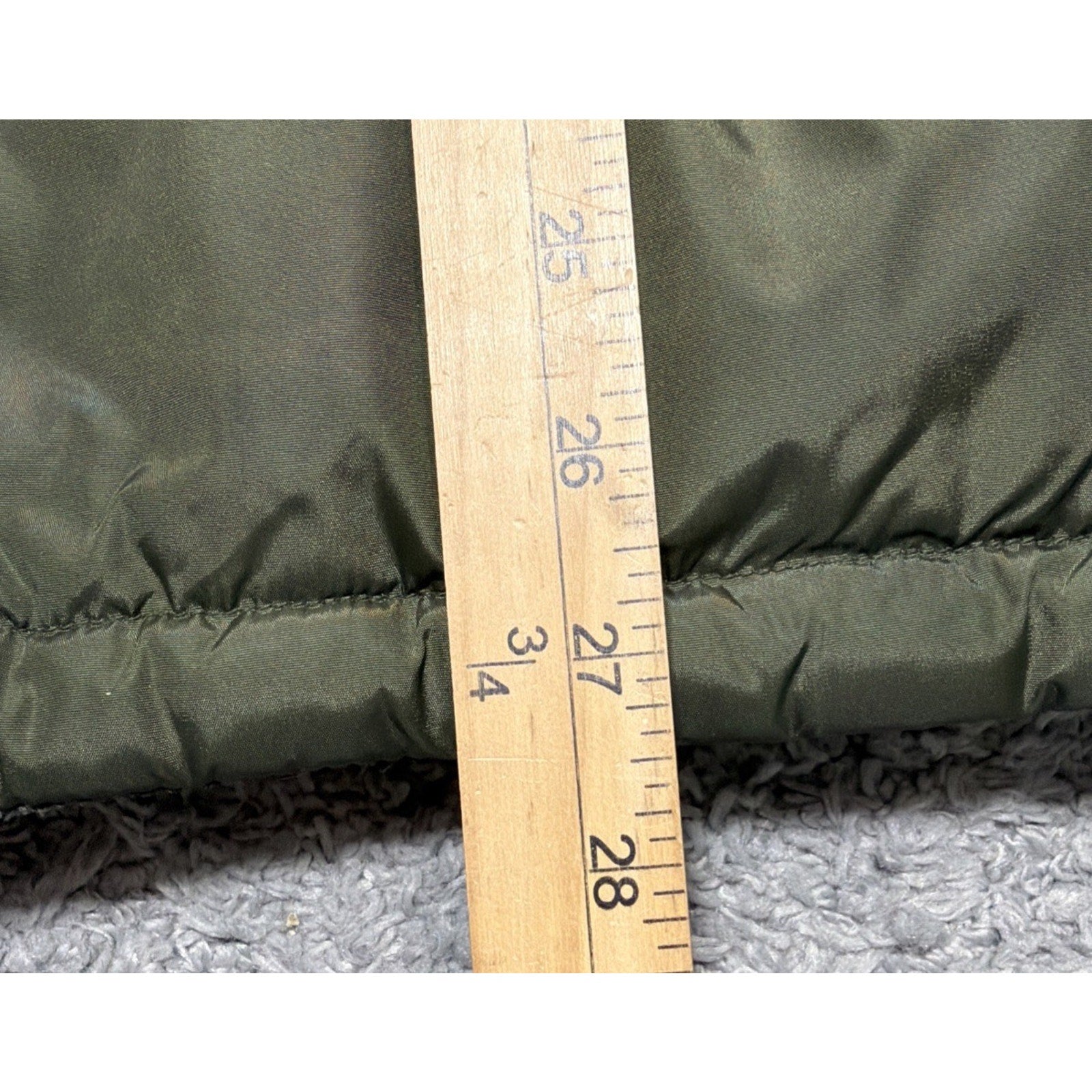 Old Navy Nylon Vest Mens Size XL Fleece Lined Green Cord Lock Waist Full Zip
