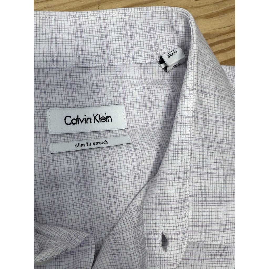 Calvin Klein Regular Fit Dress Shirt Men's 17 1/2, 34/35 Long Sleeve Purple