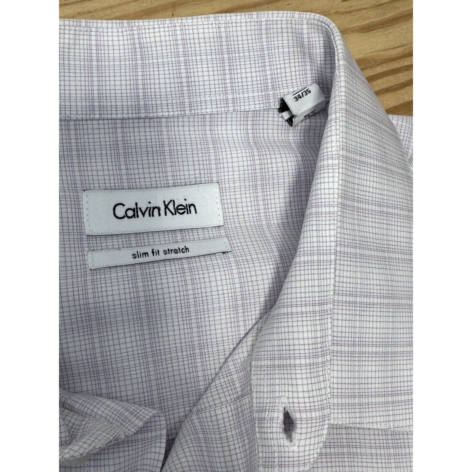 Calvin Klein Regular Fit Dress Shirt Men's 17 1/2, 34/35 Long Sleeve Purple