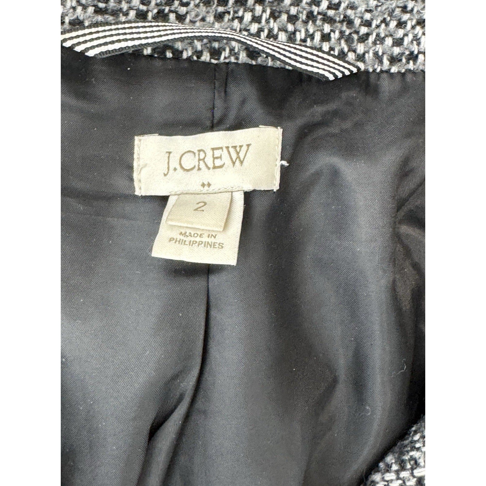 J. Crew City Coat Herringbone Wool Blend Chic Black & White Size 4 Warm & Classy