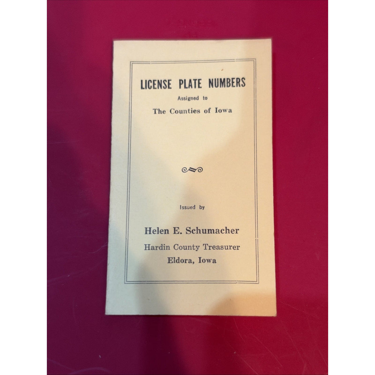 1950 Iowa License Plate County Numbers Pocket Card Reference Book Auto Car RARE