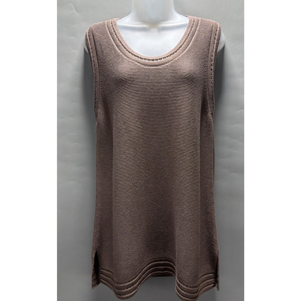 J.Jill Textured-Trim Sweater Tunic Tank Coconut Brown NWT Size M