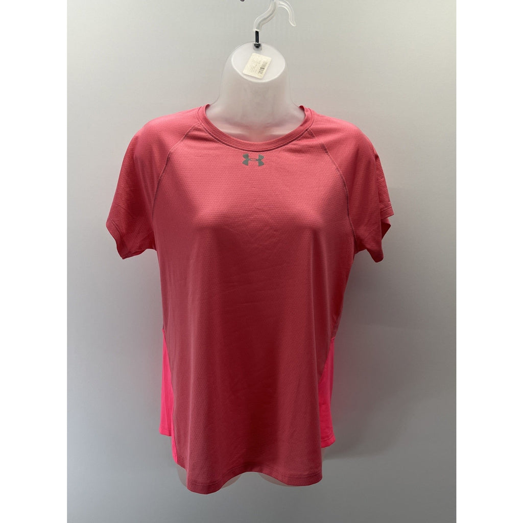 Under Armour UA Heat Gear Iso-Chill Run 200 Short Sleeve Pink Size L