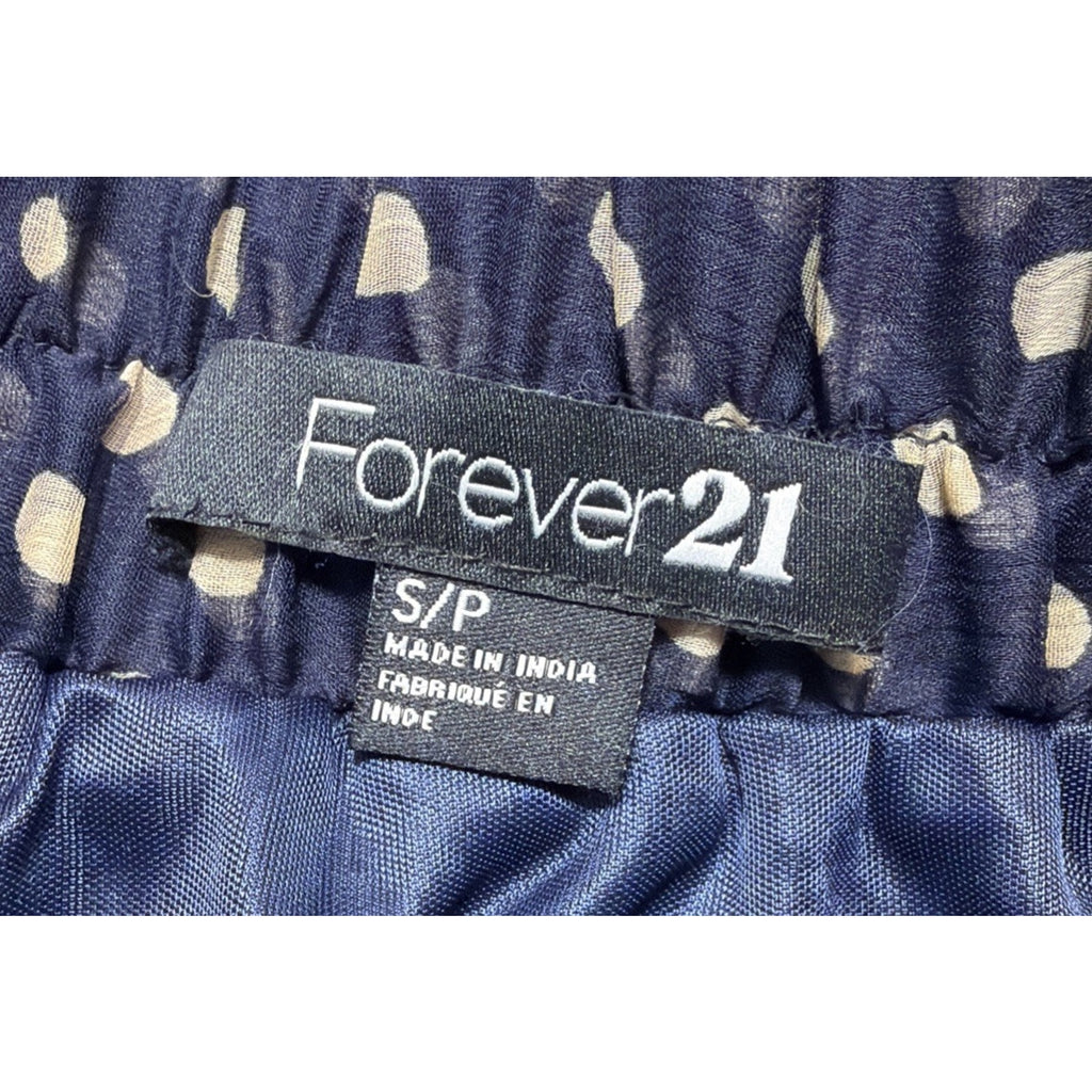 New Forever 21 Skirt Navy Blue Polka Dots Accordion Pleat Women’s Junior’s S
