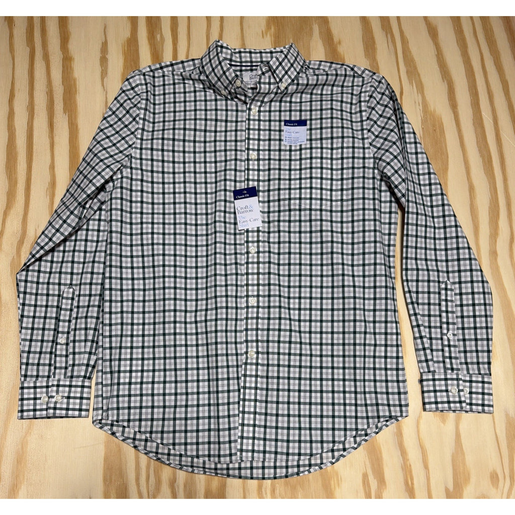 New Croft & Barrow Classic Fit Easy Care Mens Shirt Green Plaid Button Front M