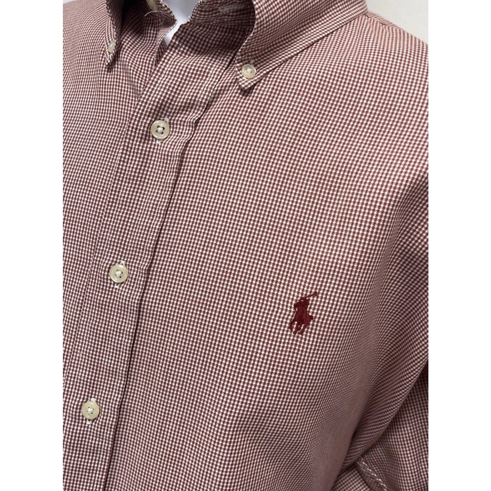 Polo Ralph Lauren Blaire Mens Red Check Long Sleeve Button Down Shirt Sz Large