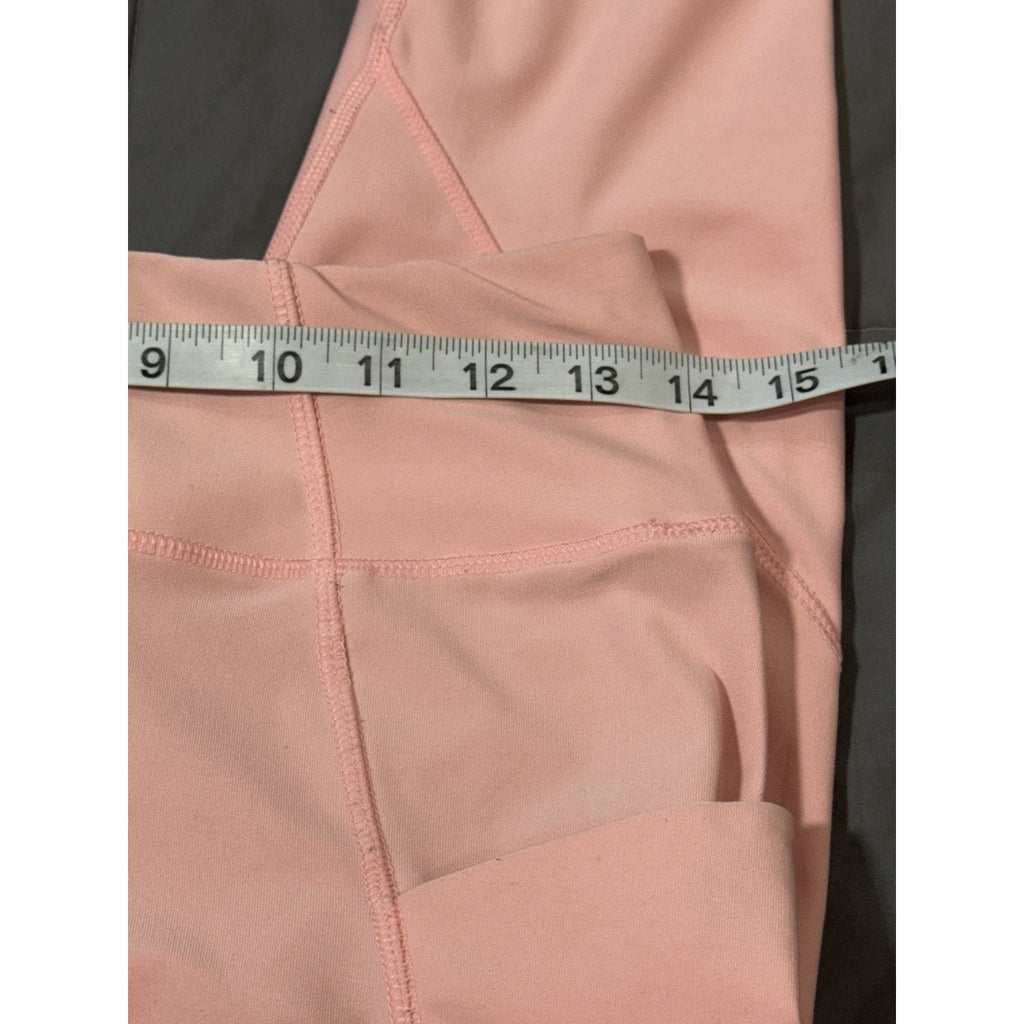 RBX L Pink Ribbed Cell Phone Pockets Capri Leggings Women’s Size Medium