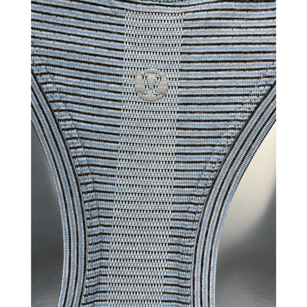 Lululemon Racerback Gray &White Stripe Tank Top Shirt Size 8