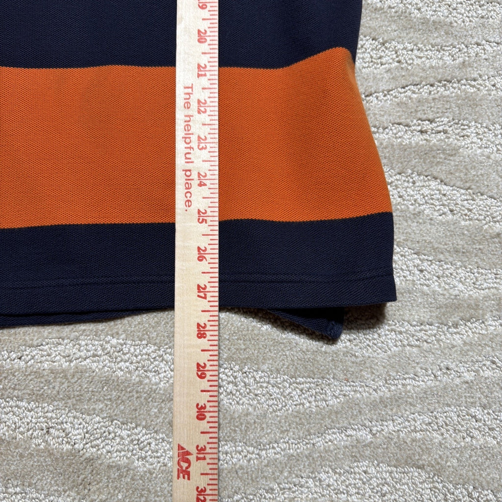 Vtg Eddie Bauer Rugby Polo 1/4 Zip Shirt Mens L Orange Stripe Preppy Sports