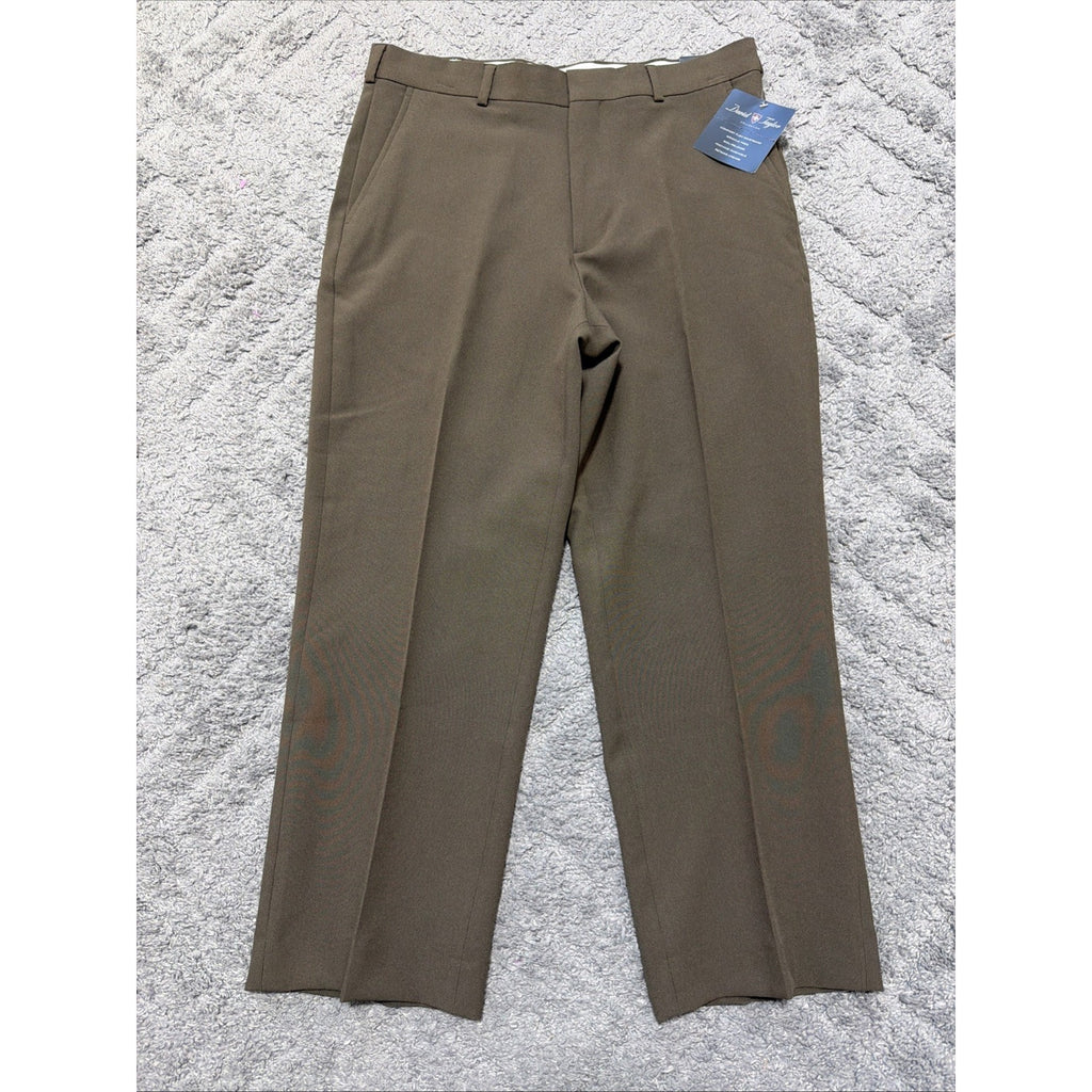 David Taylor Heather Tan Flexslax Waistband Men's 40 x 27 Pants NWT Measure 35”