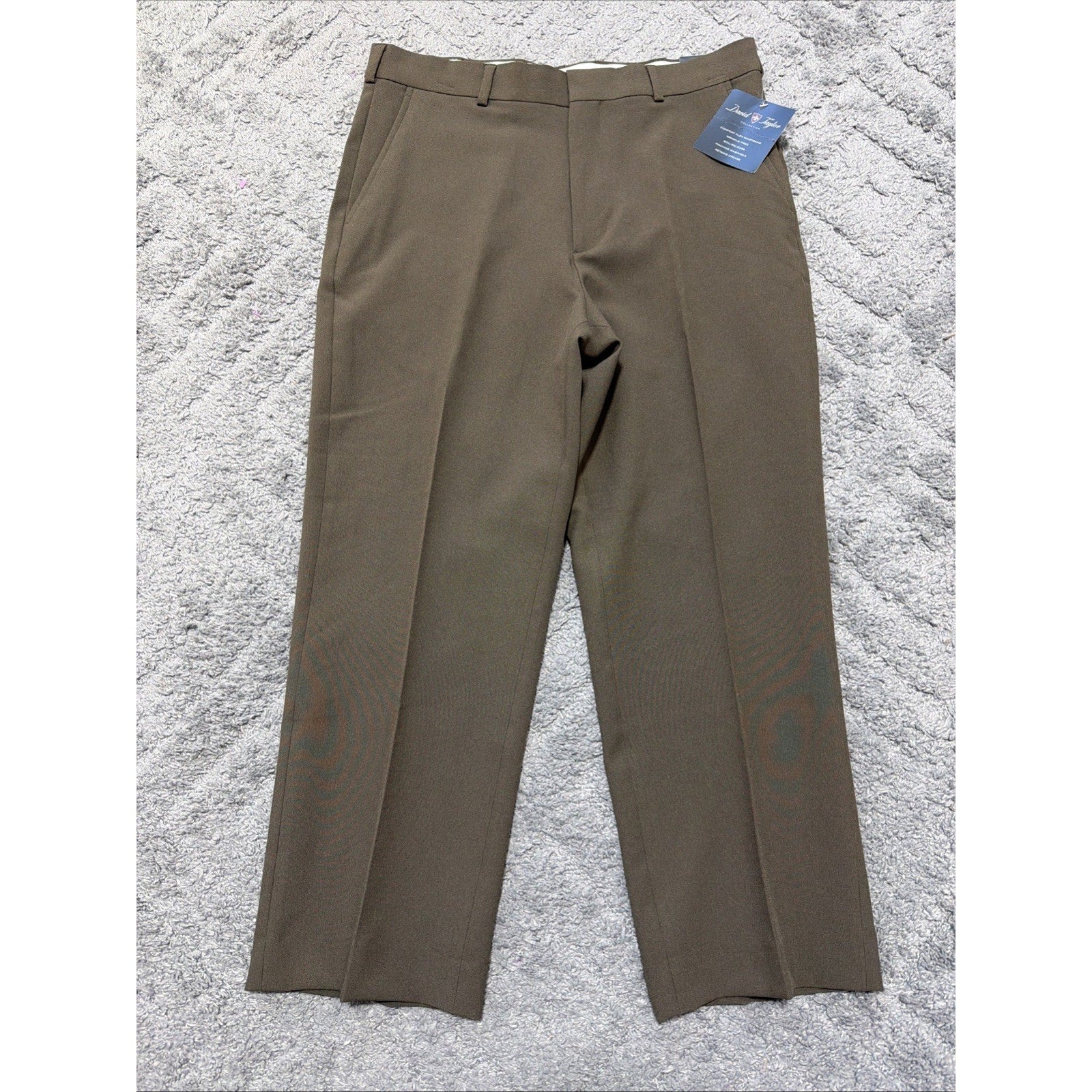 David Taylor Heather Tan Flexslax Waistband Men's 40 x 27 Pants NWT Measure 35”