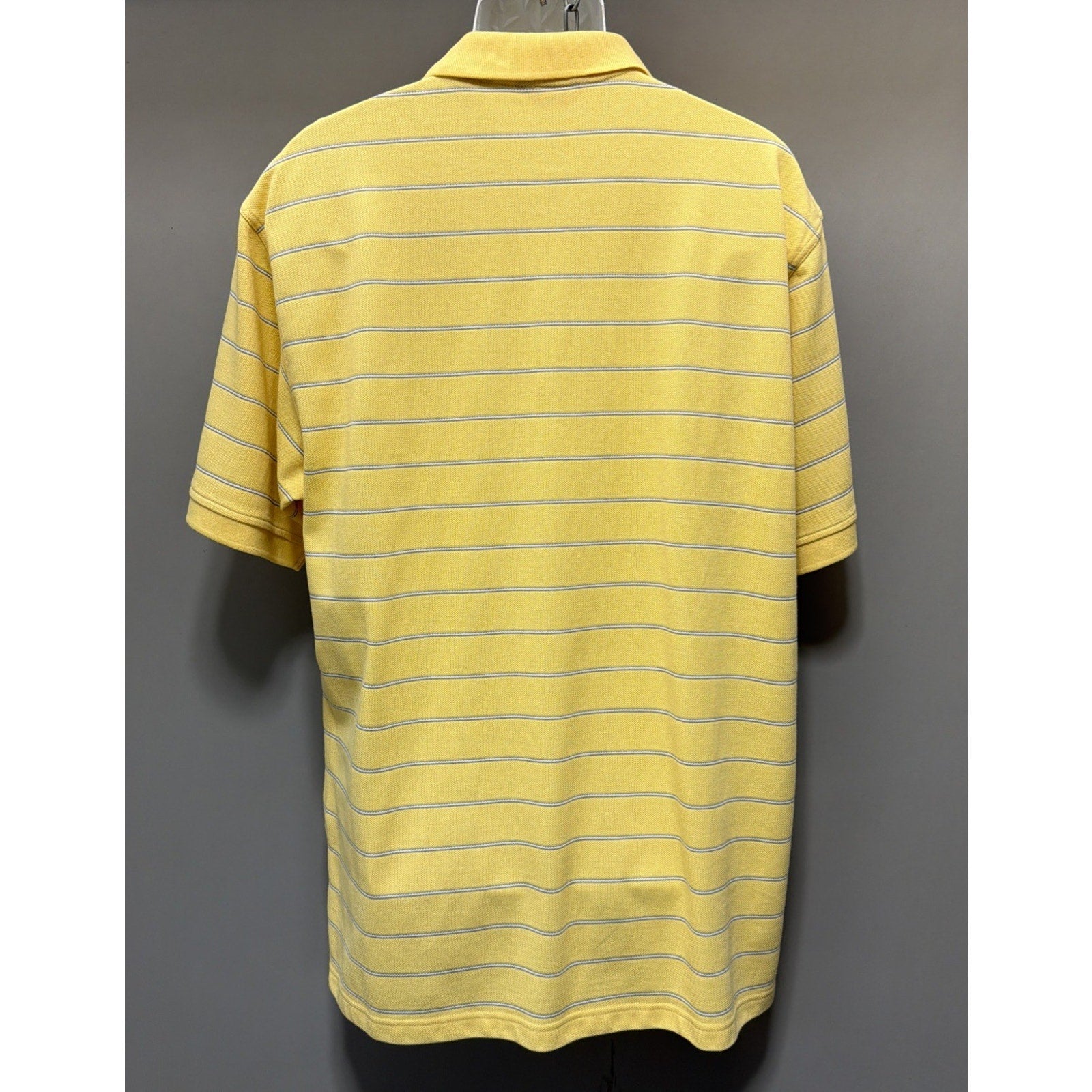 IZOD Luxury Sport Mens XL Polo Shirt Yellow Stripped Premium Cotton NWT