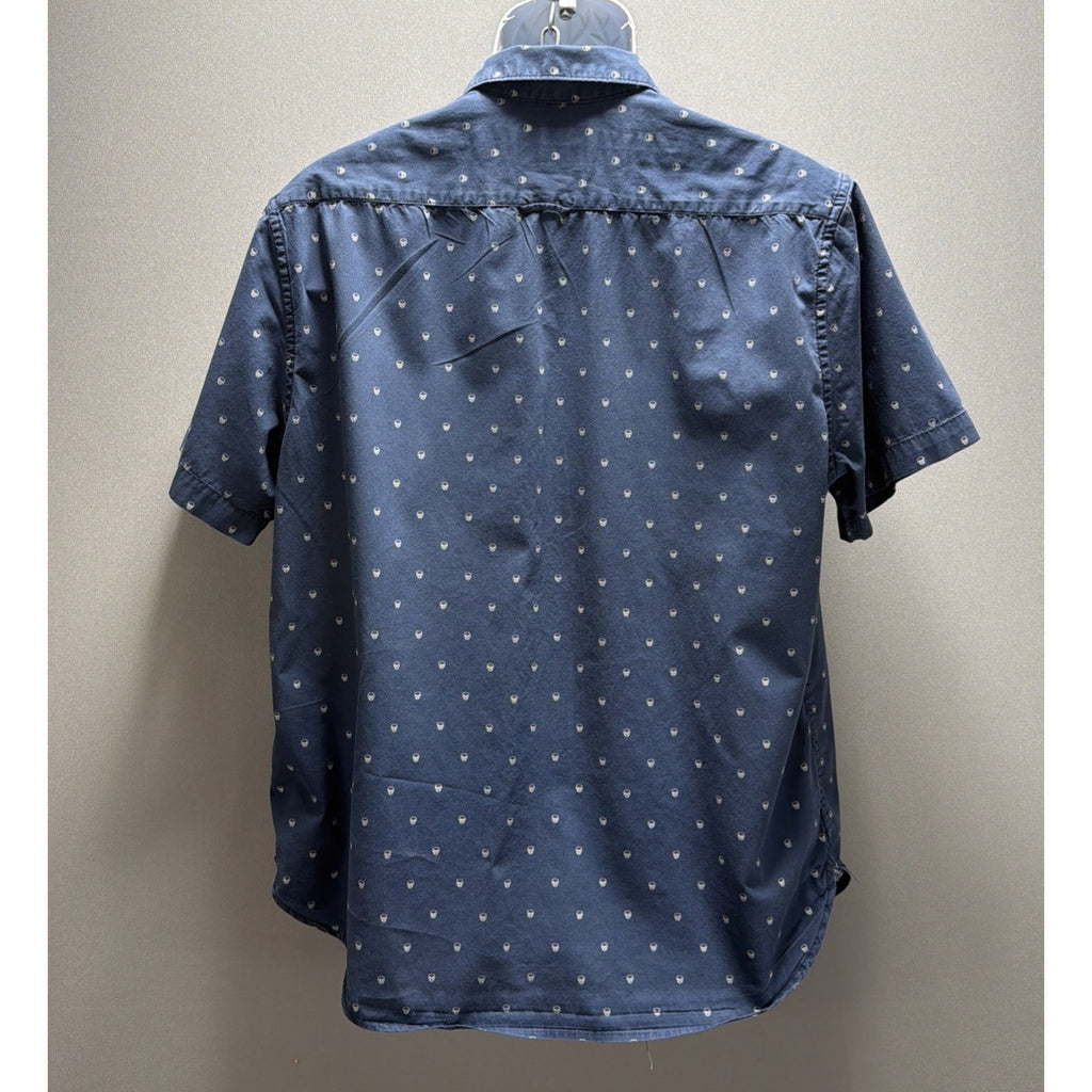 Denim & Flower Men’s Skull Button Down Shirt Size XL Blue S/S Slim Fit