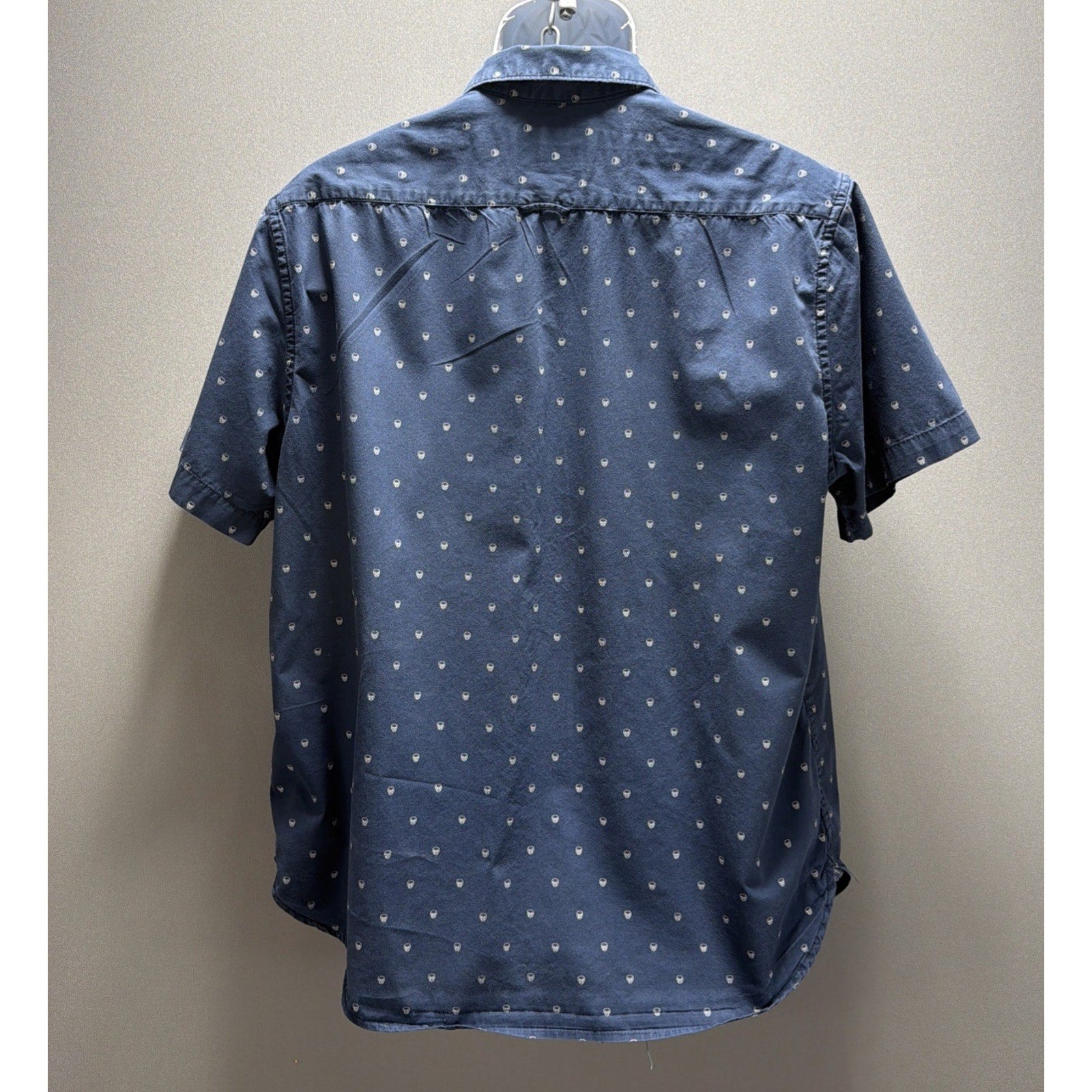 Denim & Flower Men’s Skull Button Down Shirt Size XL Blue S/S Slim Fit