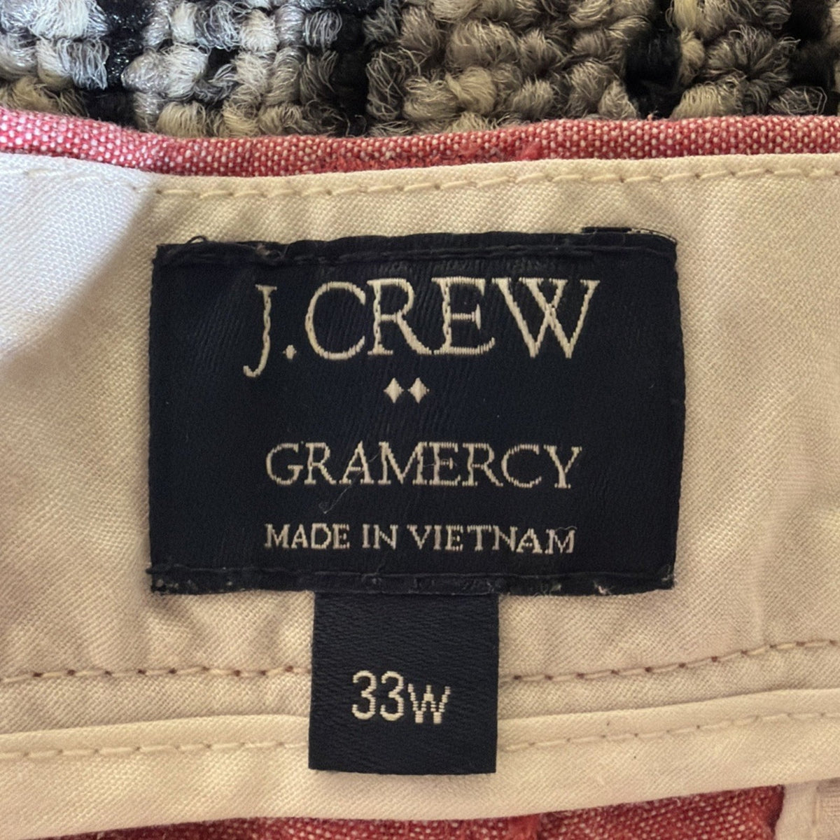 J.CREW Gramercy Shorts Mens 33 Red Chambray Cotton Flat Front 9" Inseam Chino