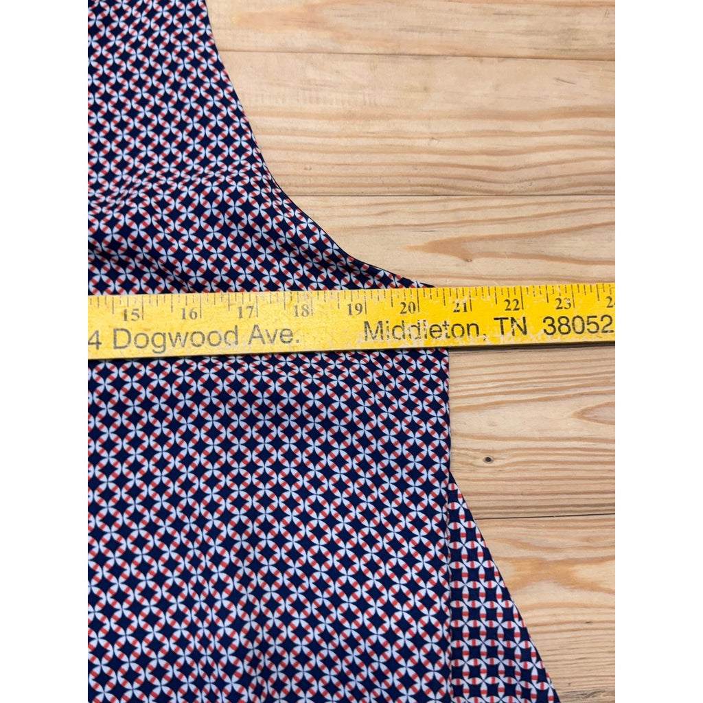 Kenar Blue Geometric Print Round Neck Layered Sleeveless Top Blouse Women’s L