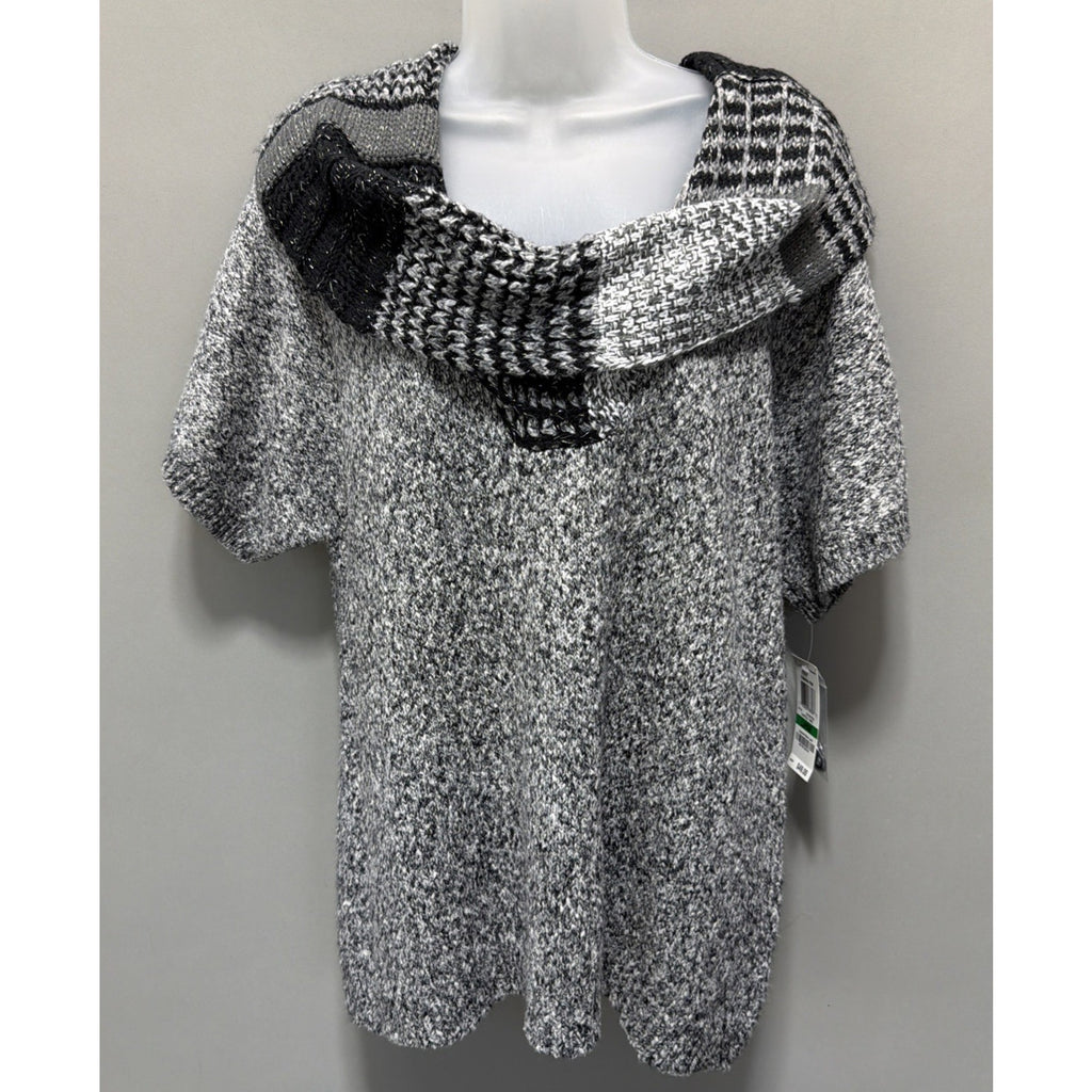 Style & Co Sweater Women’s Short Sleeve Size Large Gray Cowl Neck NWT