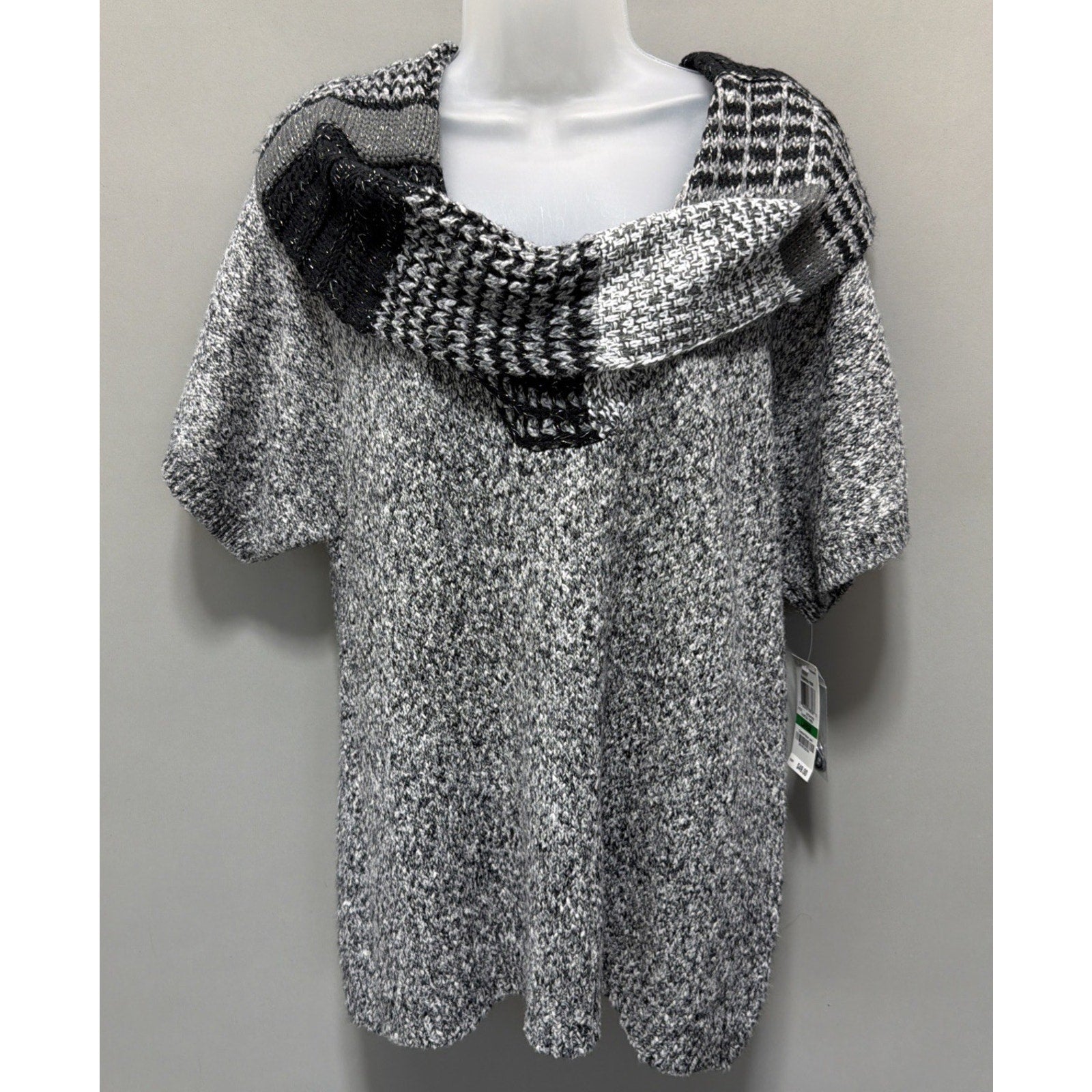 Style & Co Sweater Women’s Short Sleeve Size Large Gray Cowl Neck NWT