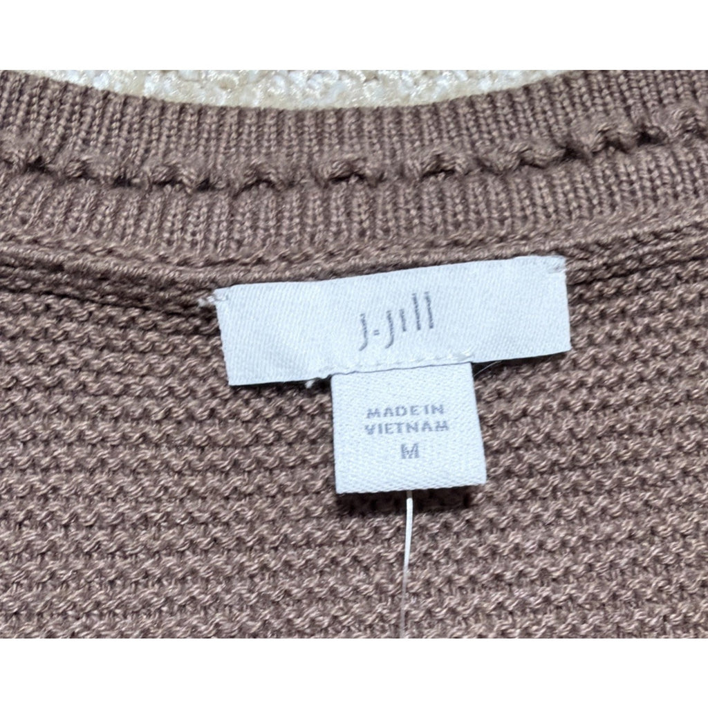 J.Jill Textured-Trim Sweater Tunic Tank Coconut Brown NWT Size M