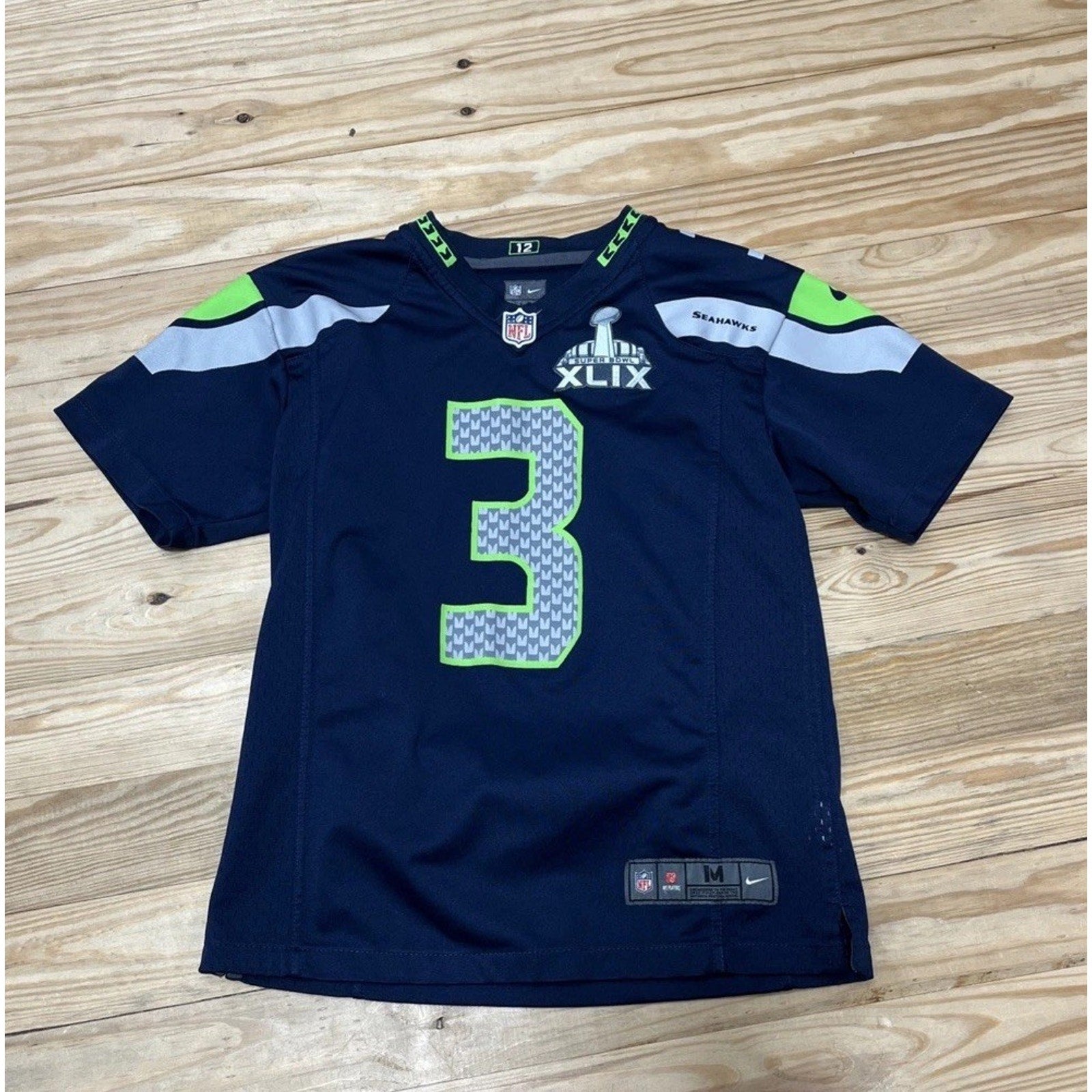 Russell Wilson #3 Seattle Seahawks Super Bowl NFL Nike On Field Jersey Youth M