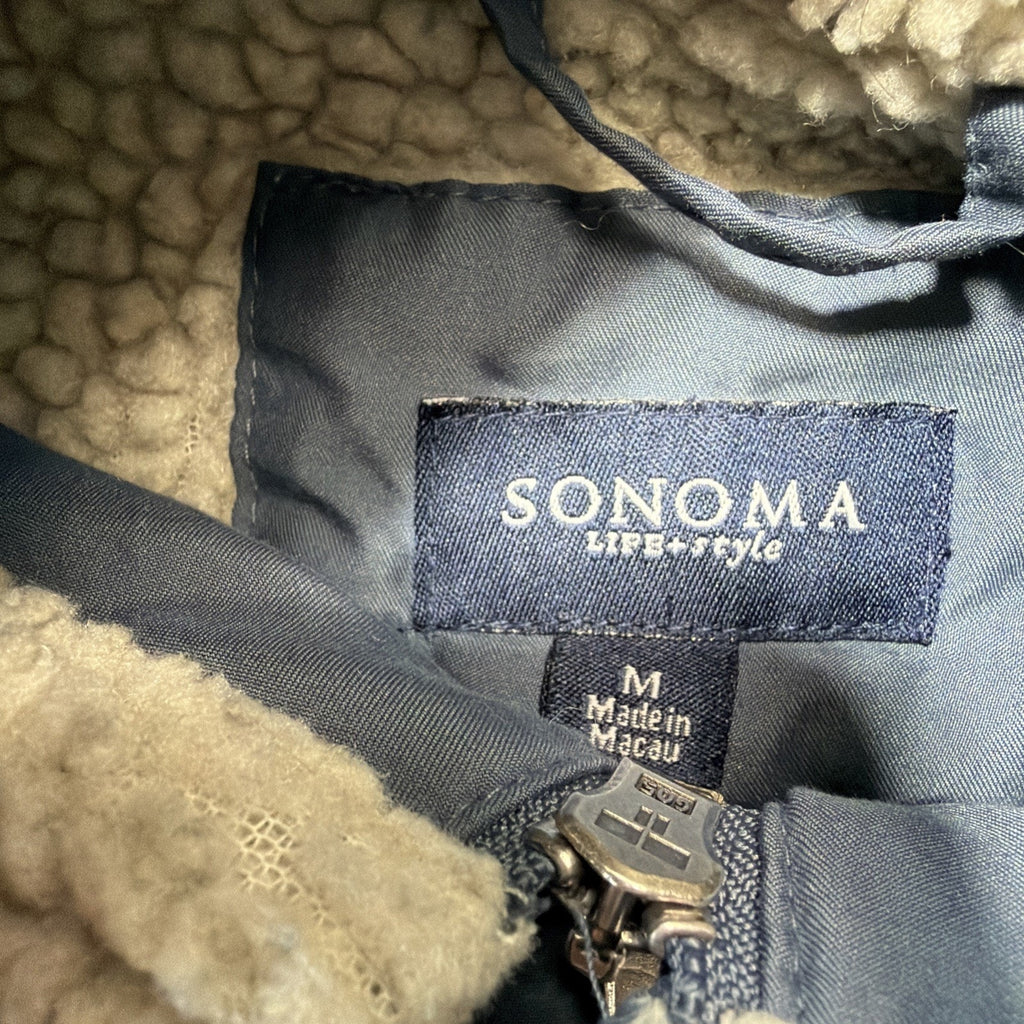 Sonoma Vest Women's Size Medium Blue Full Zip Sherpa Fleece