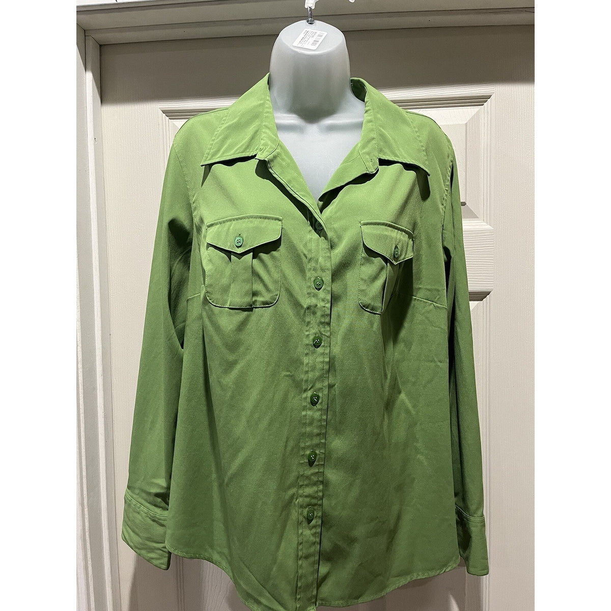 Lane Bryant green button front shirt cotton blend women's 14/16