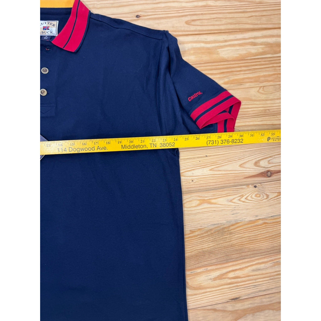 Cutter & Buck 90s Theme Vertical Striped Polo Shirt Mens X-Large NWT Castrol
