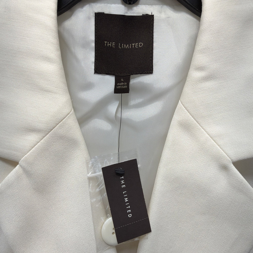 The Limited Ivory Cream Jacket Blazer NWT size L MODERN 2 button Lined Belted