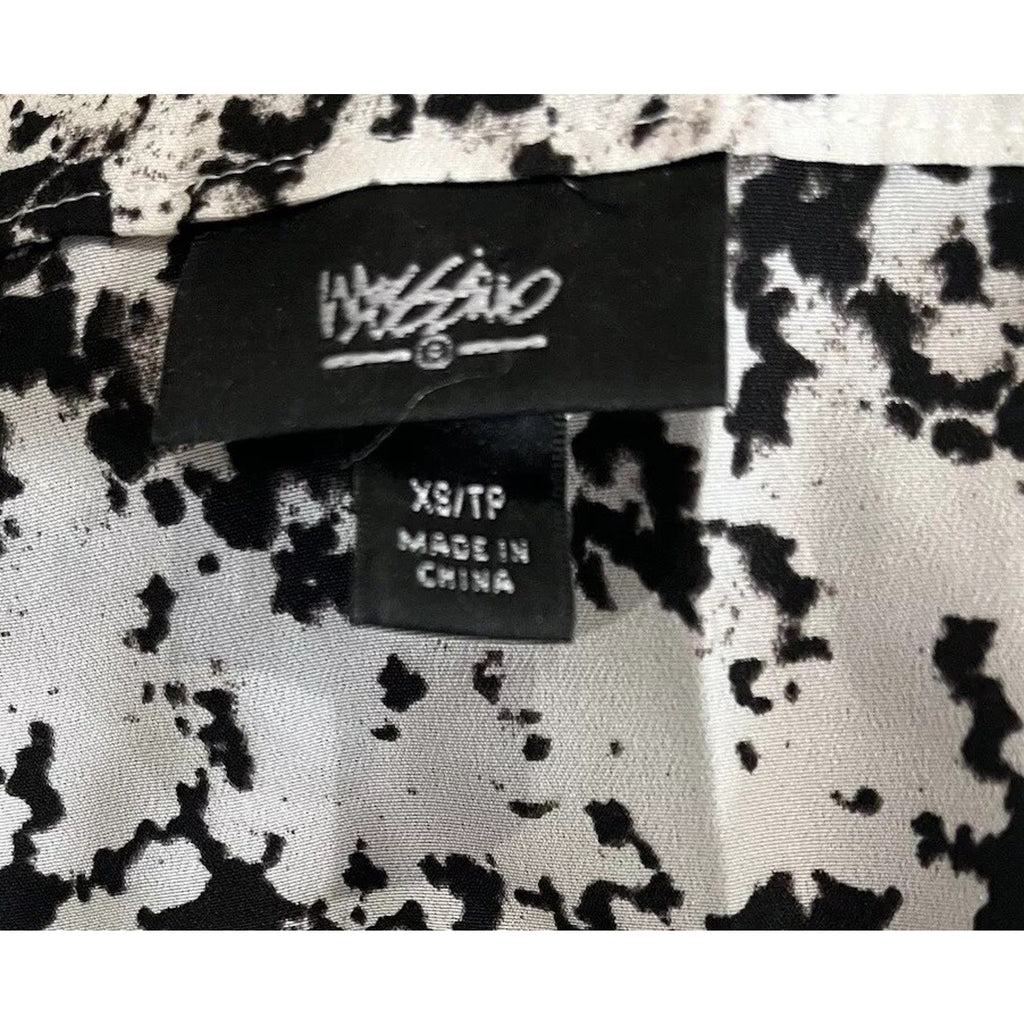 Mossimo Womens Black White 3/4 Sleeve Pullover Blouse V Neck Top Sz XS