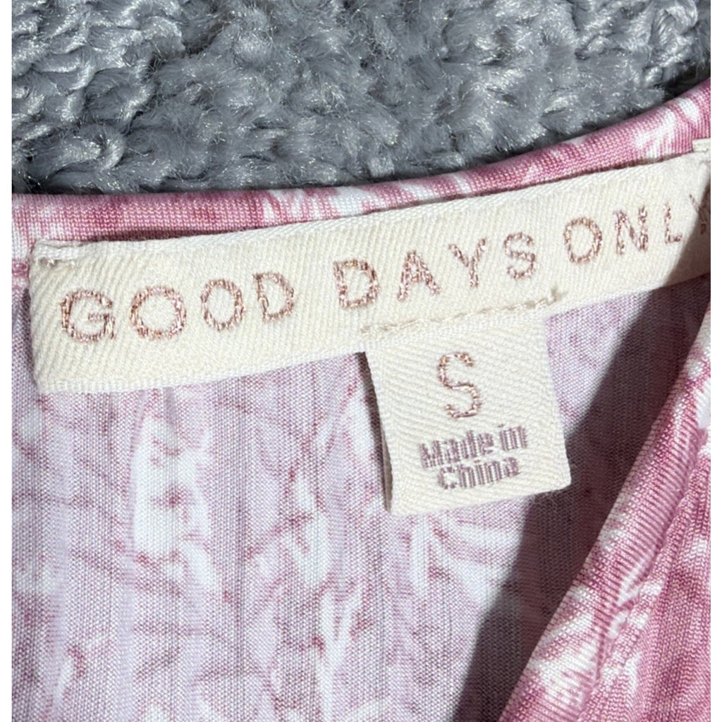 Good Days Only Blouse Women's Pink Floral Popover 3/4 Bell Sleeve Casual Top S