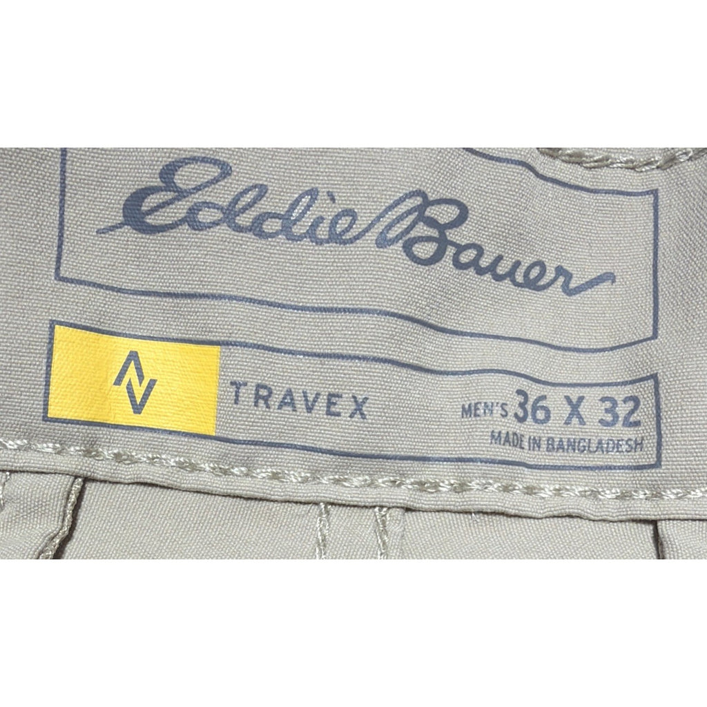Eddie Bauer Travex Pants Mens 36x32 Khaki Stretch Travel Hiking Outdoor Zip
