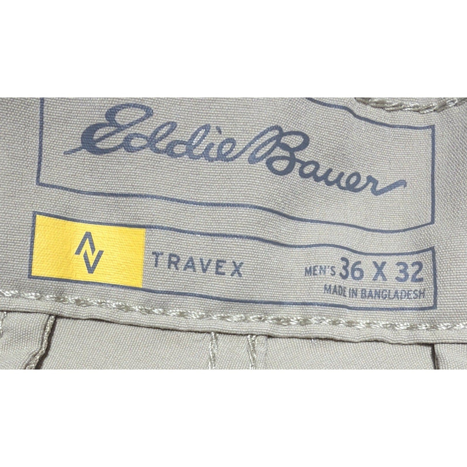 Eddie Bauer Travex Pants Mens 36x32 Khaki Stretch Travel Hiking Outdoor Zip
